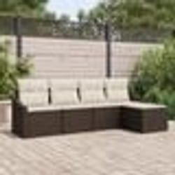 vidaXL Ensemble de salle à manger de jardin 5 pièces avec coussins en poly rattan marron
