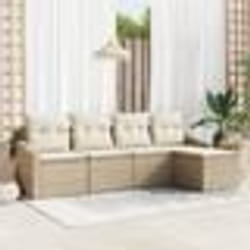 vidaXL Ensemble de salle à manger de jardin 5 pièces avec coussins Beige en rattan synthétique