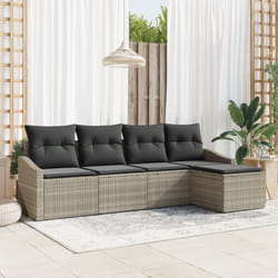 Vidaxl - Ensemble de salle à manger de jardin 5 pièces avec coussins Gris clair en poly rotin
