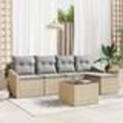 vidaXL Ensemble de salle à manger de jardin de 6 pièces avec coussins en poly rotin noir