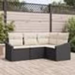 vidaXL Ensemble de salle à manger de jardin 4 pièces avec coussins en poly rattan noir