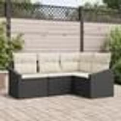 vidaXL Ensemble de salle à manger de jardin 4 pièces avec coussins en poly rattan noir