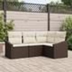 vidaXL Ensemble de salle à manger de jardin 4 pièces avec coussins en poly rotin marron