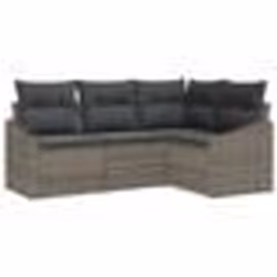 vidaXL Ensemble de Jardin à 4 Pièces avec Coussins Gris Poly Rotin