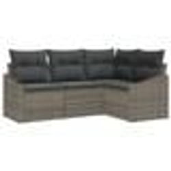 vidaXL Ensemble de Jardin à 4 Pièces avec Coussins Gris Poly Rotin