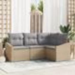 vidaXL Ensemble de salle à manger de jardin en 4 pièces avec coussins Beige en polyrotin