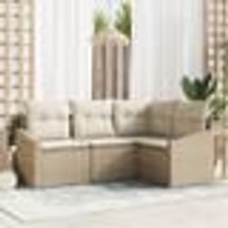 vidaXL Ensemble de salle à manger de jardin 4 pièces avec coussins en poly rotin beige