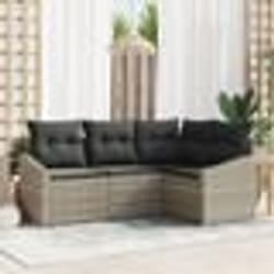 vidaXL Ensemble de salle à manger de jardin 4 pièces avec coussins Gris clair en rotin synthétique