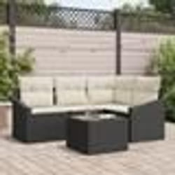 vidaXL Salle à manger de jardin 4 pièces avec coussins en poly rattan brun