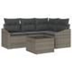 vidaXL Ensemble de jardin 4 pièces avec coussins en rotin poly noir
