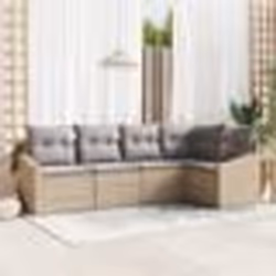 vidaXL Ensemble de salle à manger de jardin 5 pièces avec coussins beige en poly rotin