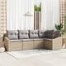 vidaXL Ensemble de salle à manger de jardin 5 pièces avec coussins beige en poly rotin