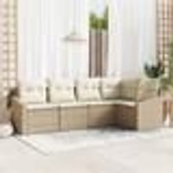 vidaXL Ensemble de salle à manger de jardin 5 pièces avec coussins en poly rotin beige