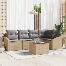 vidaXL Ensemble de salle à manger de jardin 6 pièces avec coussins Noir Poly Rattan