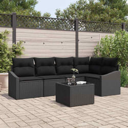 vidaXL Set de Salle à Manger de Jardin 6 Pièces avec Coussins Beige en Poly Rattan