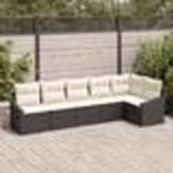 vidaXL Ensemble de Salle à Manger de Jardin en 6 Pièces avec Coussins Noir Poly Rattan