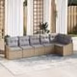 vidaXL Ensemble de salle à manger de jardin de 6 pièces avec coussins en rattan synthétique beige