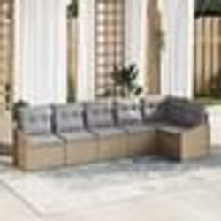vidaXL Ensemble de salle à manger de jardin de 6 pièces avec coussins en rattan synthétique beige