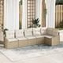 vidaXL Ensemble de salle à manger de jardin 6 pièces avec coussins en poly rotin beige