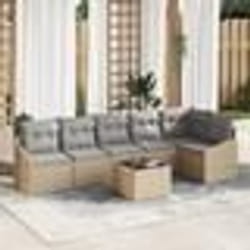 vidaXL Ensemble de salle à manger de jardin 7 pièces avec coussins en poly rotin noir