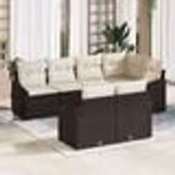 vidaXL Ensemble de salle à manger de jardin 7 pièces avec coussins en poly rattan marron