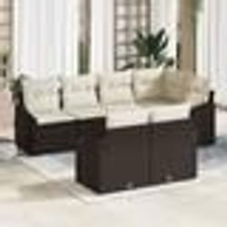 vidaXL Ensemble de salle à manger de jardin 7 pièces avec coussins en poly rattan marron