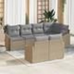 vidaXL Ensemble de jardin de 7 pièces avec coussins gris clair en poly rotin