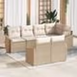 vidaXL Ensemble de salle à manger de jardin 7 pièces avec coussins en poly rattan beige