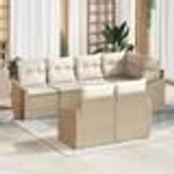 vidaXL Ensemble de salle à manger de jardin 7 pièces avec coussins en poly rattan beige