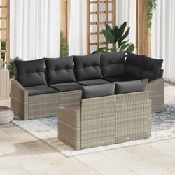vidaXL Ensemble jardin 7 pièces avec coussins gris clair en poly rattan