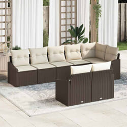 vidaXL Ensemble de salle à manger de jardin 8 pièces avec coussins Marron Poly Rattan