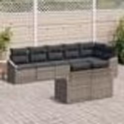 vidaXL Ensemble de salle à manger de jardin de 8 pièces avec coussins gris en poly rotin