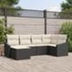 vidaXL Set de salle à manger de jardin de 6 pièces avec coussins en poly rotin noir