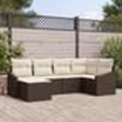 vidaXL Ensemble de salle à manger de jardin 6 pièces avec coussins en poly rattan marron