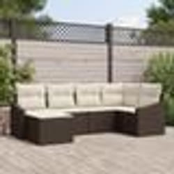 vidaXL Ensemble de salle à manger de jardin 6 pièces avec coussins en poly rattan marron