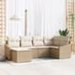 vidaXL Ensemble de Salle à Manger de Jardin 6 Pièces avec Coussins Beige Rattan Poly