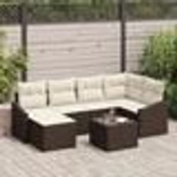 vidaXL Ensemble de Dîner de Jardin 6 Pièces avec Coussins Gris Rotin Synthétique