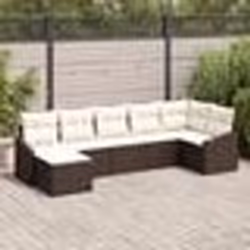 vidaXL Ensemble de Salle à Manger de Jardin de 7 pièces avec Coussins Rattan en Poly Marron