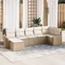 vidaXL Ensemble de salle à manger jardin 7 pièces avec coussins beige en poly rotin