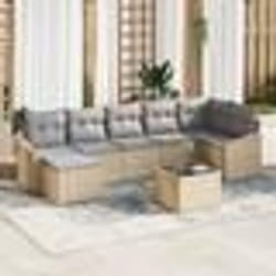 vidaXL Ensemble de Dîner de Jardin de 8 pièces avec Coussins Rattan Poly Noir