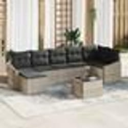vidaXL Ensemble salle à manger jardin 8 pièces avec coussins polyrotin gris
