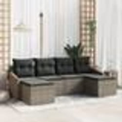 vidaXL Ensemble de Salle à Manger de Jardin 6 Pièces avec Coussins Rattan Poly Gris