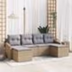 vidaXL Ensemble de dîner de jardin en 6 pièces avec coussins en rattan synthétique beige