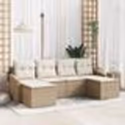 vidaXL Ensemble de Salle à Manger de Jardin 6 Pièces avec Coussins en Rattan Poly Beige