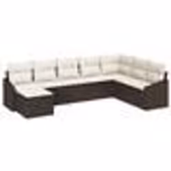 vidaXL Ensemble de 8 pièces de jardin avec coussins Marron Poly Rattan