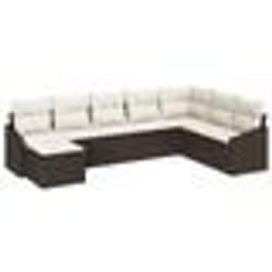 vidaXL Ensemble de 8 pièces de jardin avec coussins Marron Poly Rattan