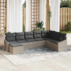 vidaXL Ensemble de jardin de 8 pièces avec coussins en poly rotin gris clair