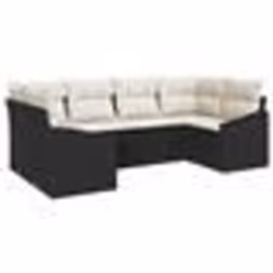 vidaXL Ensemble de canapé de jardin 6 pièces avec coussins en noir poly rotin