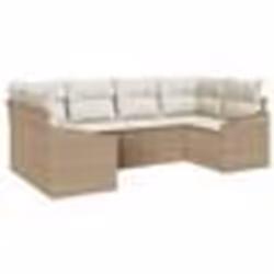 vidaXL Ensemble de 6 canapés de jardin avec coussins Beige Poly Rotin