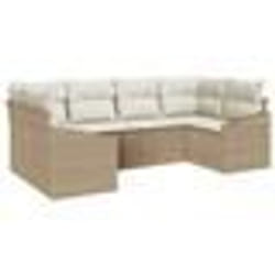 vidaXL Ensemble de 6 canapés de jardin avec coussins Beige Poly Rotin